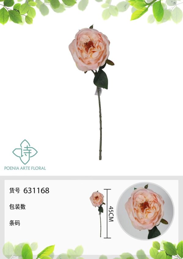 Rosa de té romana falsa de un solo tallo champán rosa 45 cm - Decoración floral