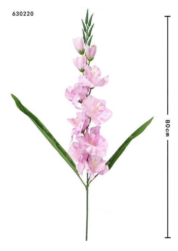 Vara de decoración con gladiolo rosa de 80 cm - Flores artificiales