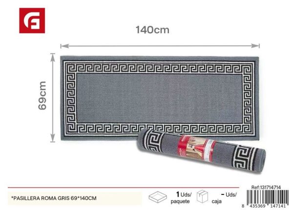 Pasillera Roma gris 69*140cm - Textiles y alfombras decorativas para el hogar