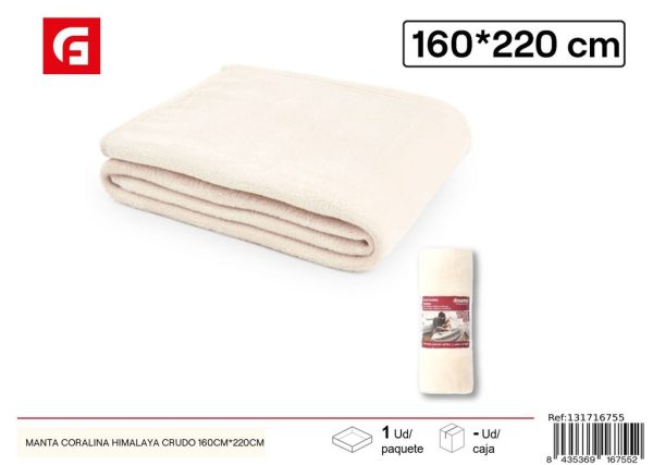 Manta coralina Himalaya crudo 160x220 cm - Confort y calidez para el hogar