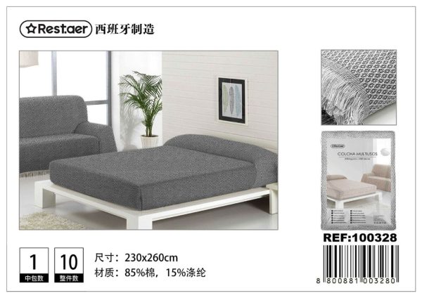 Manta multiuso en color gris negro 230x260cm - Cobertor decorativo