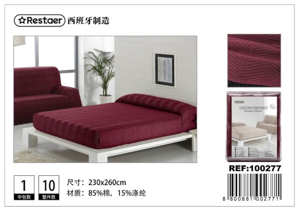 Manta multiuso granate negro 230x260cm para sofá y cama