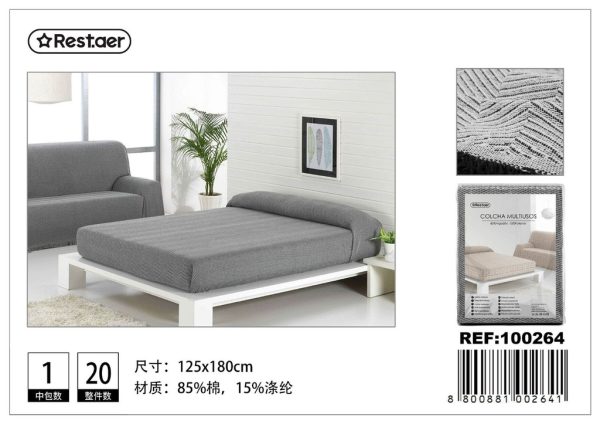 Manta multiuso gris-negro 125x180cm para sofá o cama