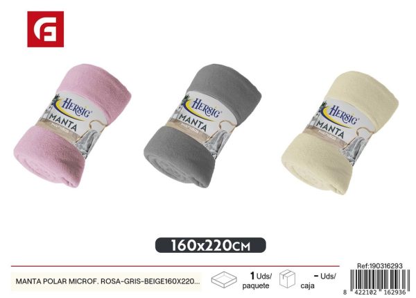 Manta polar microfibra rosa-gris-beige 160x220 cm - Calidez y confort en el hogar