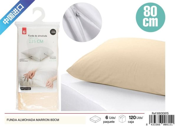 Funda de almohada marrón 80 cm - Textiles del hogar