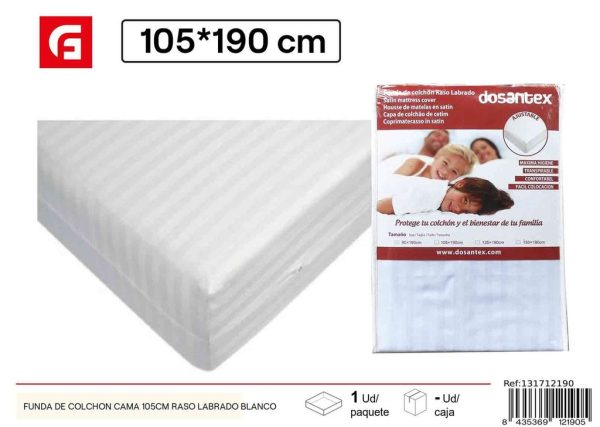 Funda de colchón rasado blanco cama 105 cm - Ropa de cama y cuidado