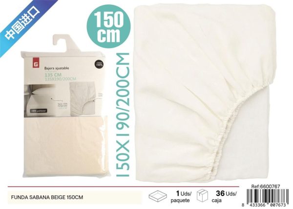 Funda de sábana beige 150 cm - Textiles para el hogar