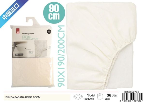 Funda de sábana color beige 90 cm - Ropa de cama