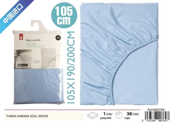 Funda sábana de color azul 105 cm - Ropa de cama