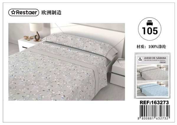 Juego de sábanas estampadas 105 cm Argos grey - Ropa de cama y textil del hogar