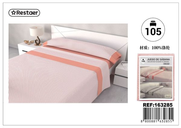 Juego de sábanas estampadas 105 cm Babel coral - Ropa de cama y textil del hogar