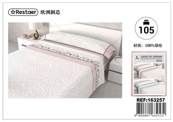 Juego de sábanas estampadas 105 cm Petra pink - Ropa de cama y textil del hogar