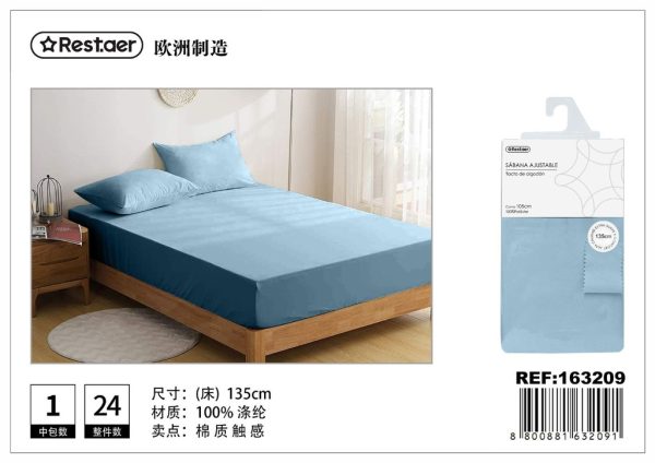 Sábana bajera ajustable azul oscuro 135 cm - Ropa de cama