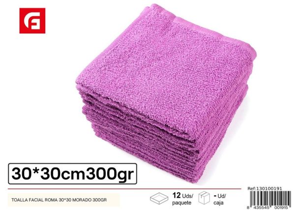 Toalla facial Roma 30*30 cm 300 g color morado - Textiles para el hogar