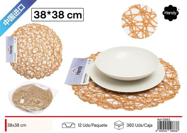 Salvamantel redondo color beige 38*38 cm - Textil para el hogar y salvamanteles