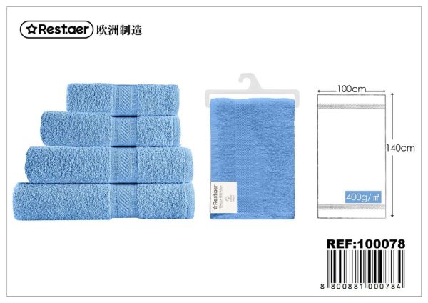 Toalla azul medio 100x140cm 400g - Textiles de hogar