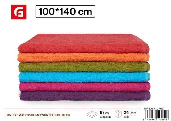 Toalla básica color surtido 100cm x 140cm 360gr/m2 - Textil de hogar