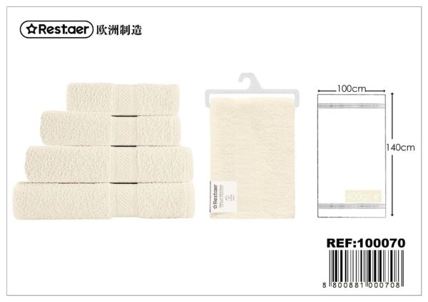 Toalla color crema 100x140cm 400g - Textiles de hogar