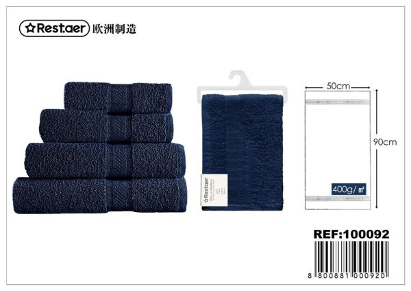 Toalla de 50x90 cm 400 g de color azul oscuro - Textiles de hogar y toallas