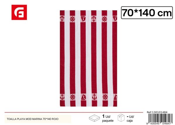 Toalla de playa modelo marina 70*140 rojo - Textiles para playa