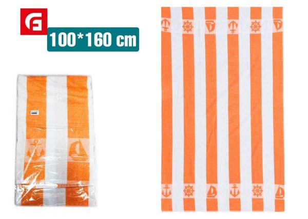 Toalla de playa modelo marina naranja 100*160cm - Textiles para playa