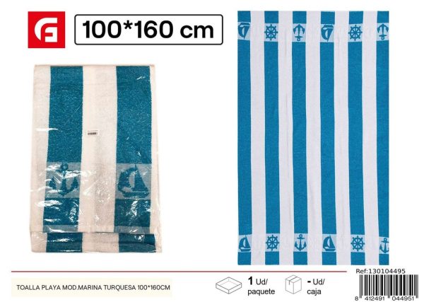 Toalla de playa modelo marina turquesa 100*160cm - Textiles para playa