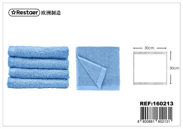 Toalla facial 30*30CM 300G azul - Artículos de baño y cuidado personal