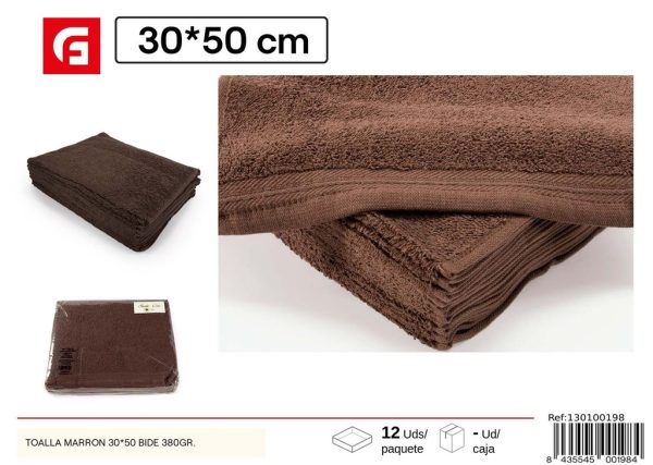 Toalla marrón 30x50 Bide 380gr - Textiles para baño