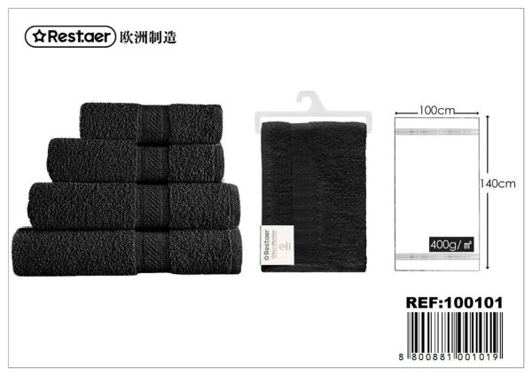 Toalla negra 100x140cm 400g - Textiles de hogar