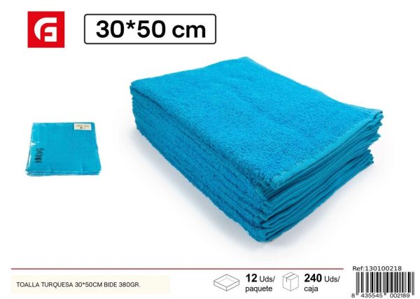 Toalla turquesa 30x50cm Bide 380g - Toallas