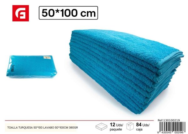 Toalla turquesa 50*100 lavabo 380 gr - Textiles de hogar