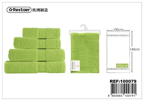 Toalla verde 100x140cm 400g - Textiles de hogar