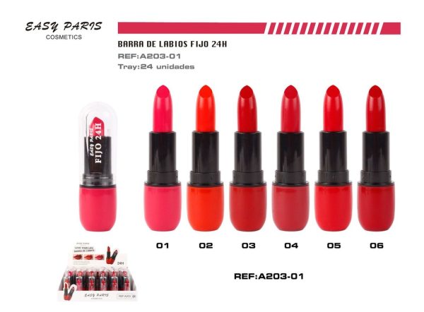 Barra de labios fijo 24h 24 unidades - Cosméticos