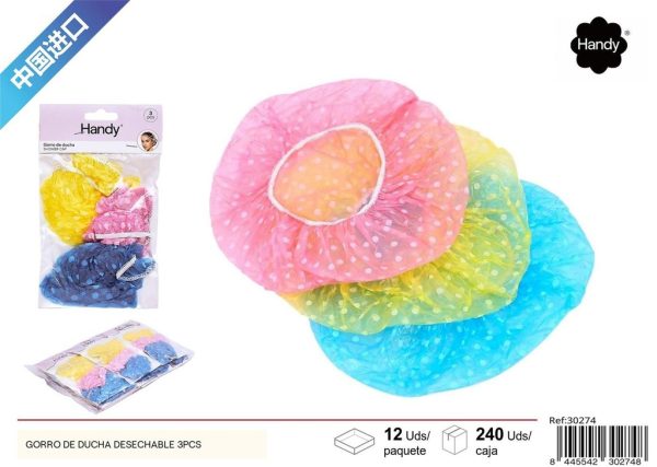 Gorro de ducha desechable 3 piezas - Productos de belleza y cuidado personal