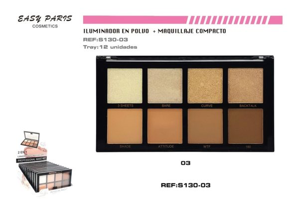 Kit de maquillaje compacto + colorete + iluminador 12U - Productos de maquillaje - Imagen 3