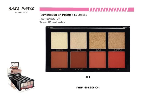 Kit de maquillaje compacto + colorete + iluminador 12U - Productos de maquillaje - Imagen 4