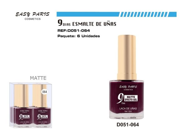 Laca de Uñas 9 Días Mate 6/u 144/u - Esmaltes de uñas