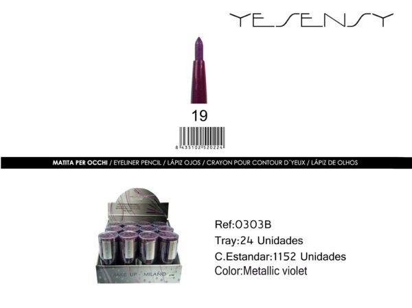 Lápiz automático con sacapuntas - 24 unidades - Color violeta metálico - Maquillaje y cosméticos