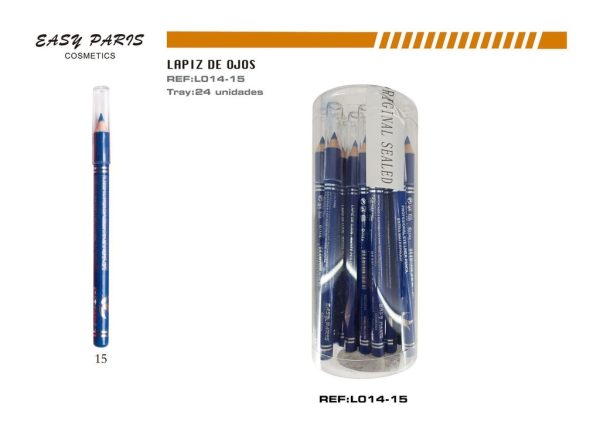 Lápiz corto de madera azul zafiro 24/U - Lápiz de maquillaje de madera