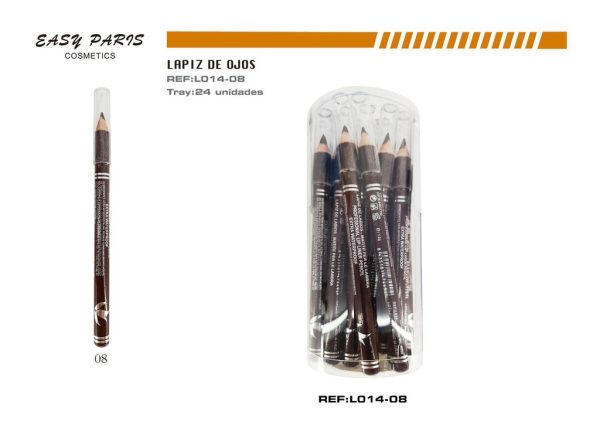 Lápiz corto de madera marrón oscuro 24/U - Lápiz de maquillaje de madera