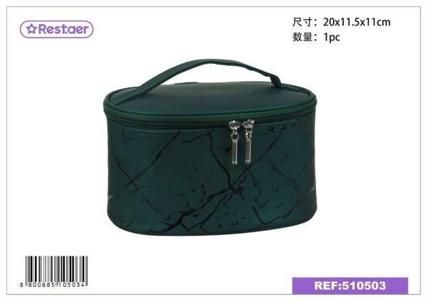 Neceser PU color verde 20x11.5x11 cm para maquillaje