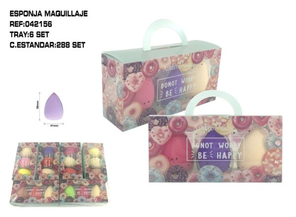 Pack 3 Esponjas de Maquillaje 6/P - Accesorios de belleza e higiene personal