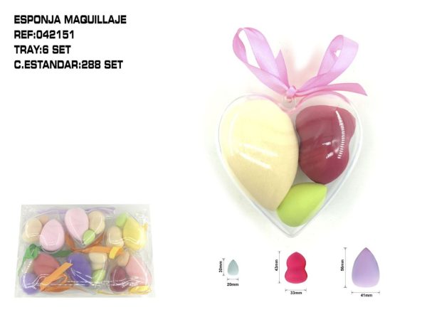 Pack 3 esponjas de maquillaje 6/p para aplicar base y corrector