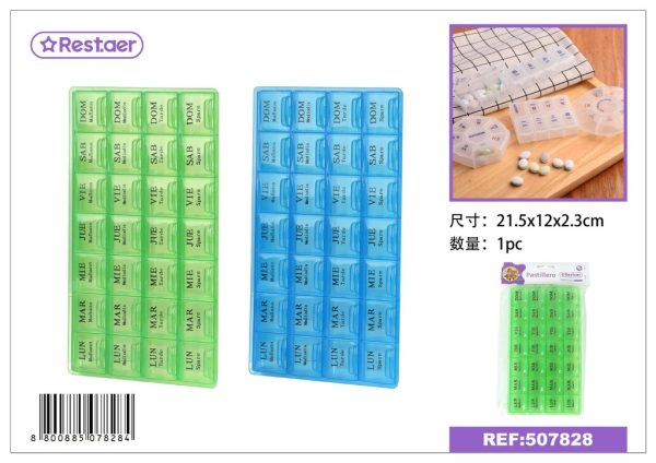 Pastillero con 28 compartimentos 21.5*12*2.3 cm - Artículos de belleza