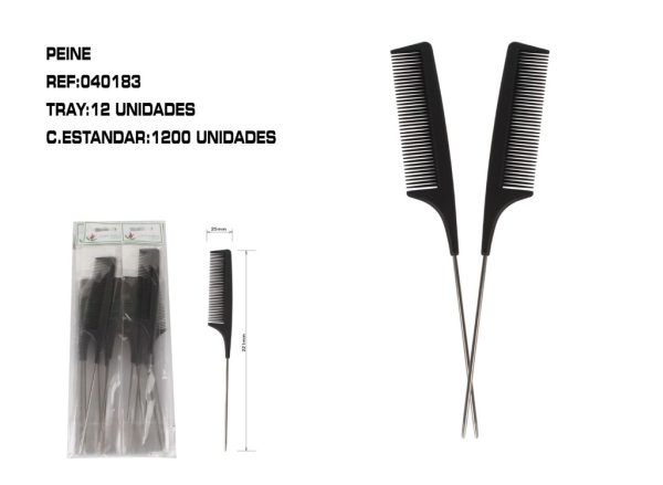Peine de púas metálico de 23cm (12 unidades) - Accesorios de peinado