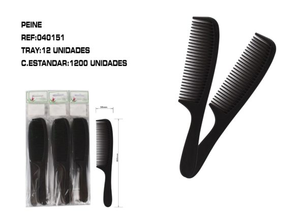 Peine negro con mango (12 unidades) - Accesorios de peinado