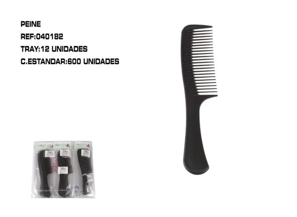 Peine negro con mango 12 unidades - Accesorios para el cabello