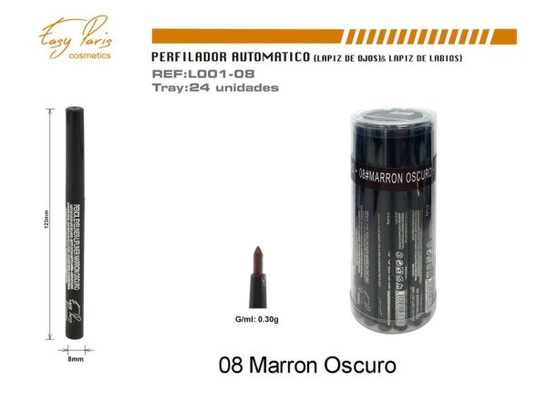 Perfilador automático marrón oscuro 24 pcs - Cosméticos