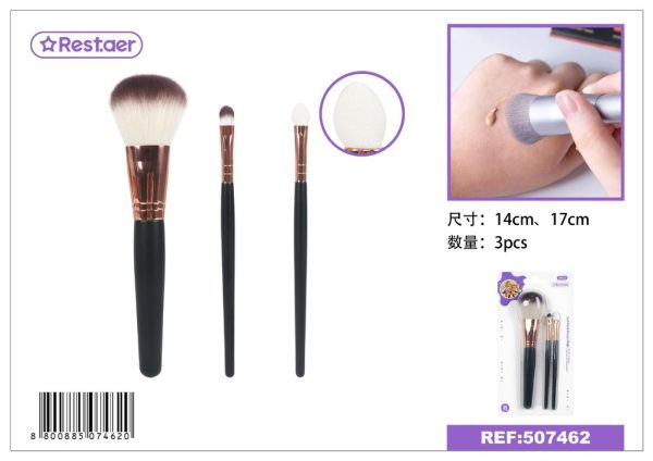 Set de brochas de maquillaje 3 piezas - Accesorios de belleza