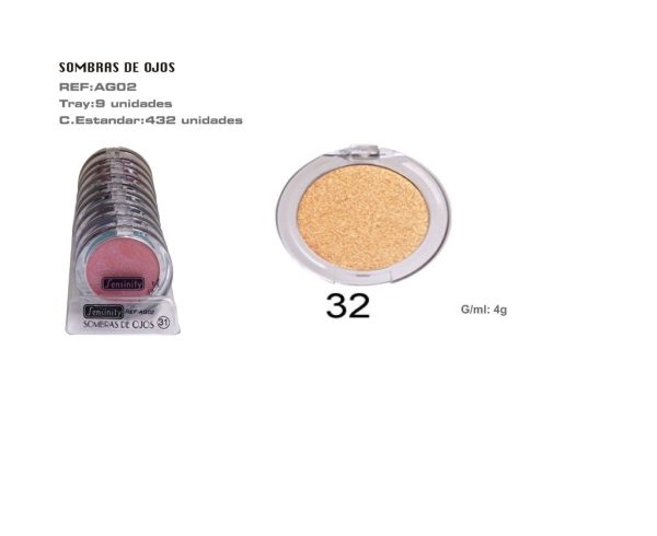 Sombra de ojos dorada 9 pz - Cosméticos para ojos